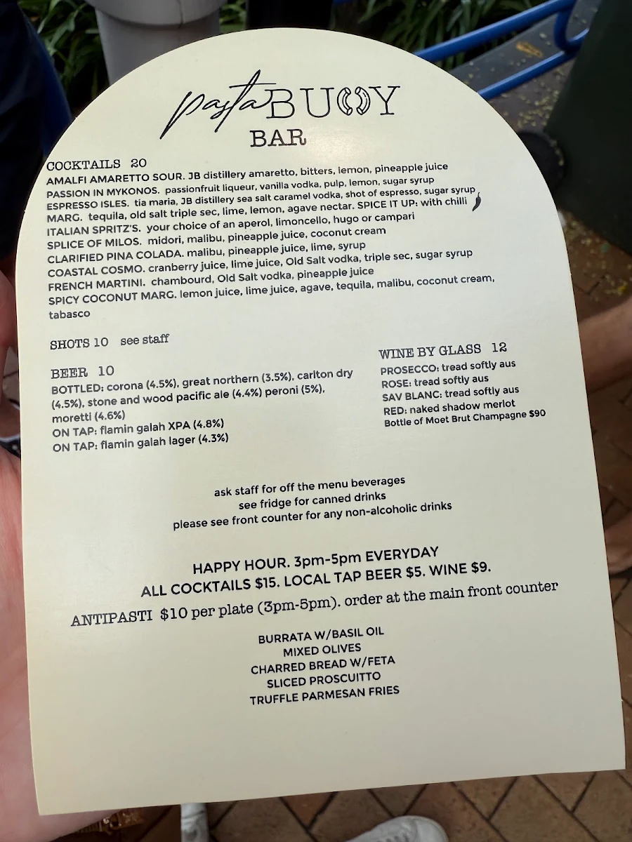 Menu, Pasta Buoy
