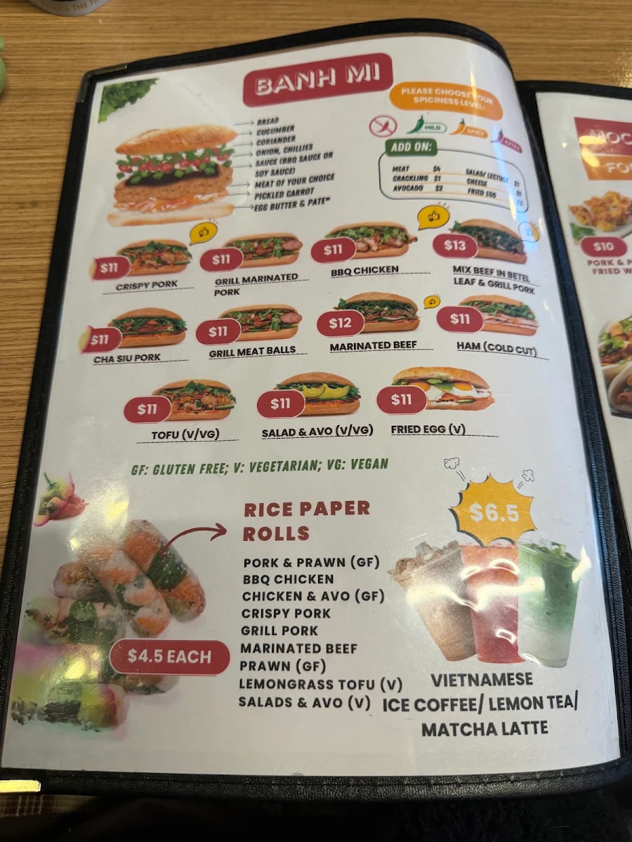 Menu, Moc Roll Banh Mi - Vietnamese Eatery