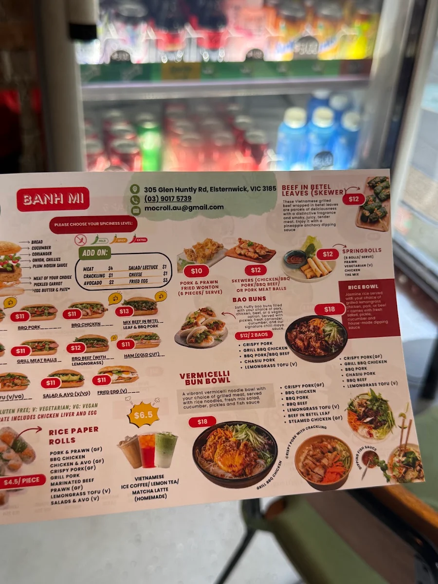 Menu, Moc Roll Banh Mi - Vietnamese Eatery