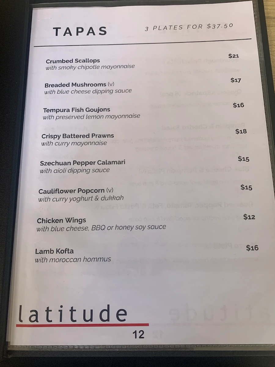Menu, Latitude 12