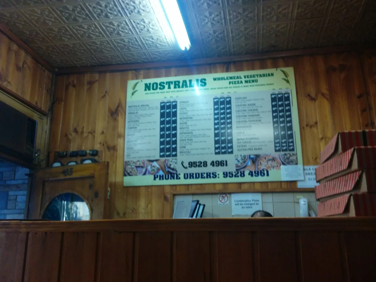 Menu, Nostralis Wholemeal Vegetarian & Vegan Pızza