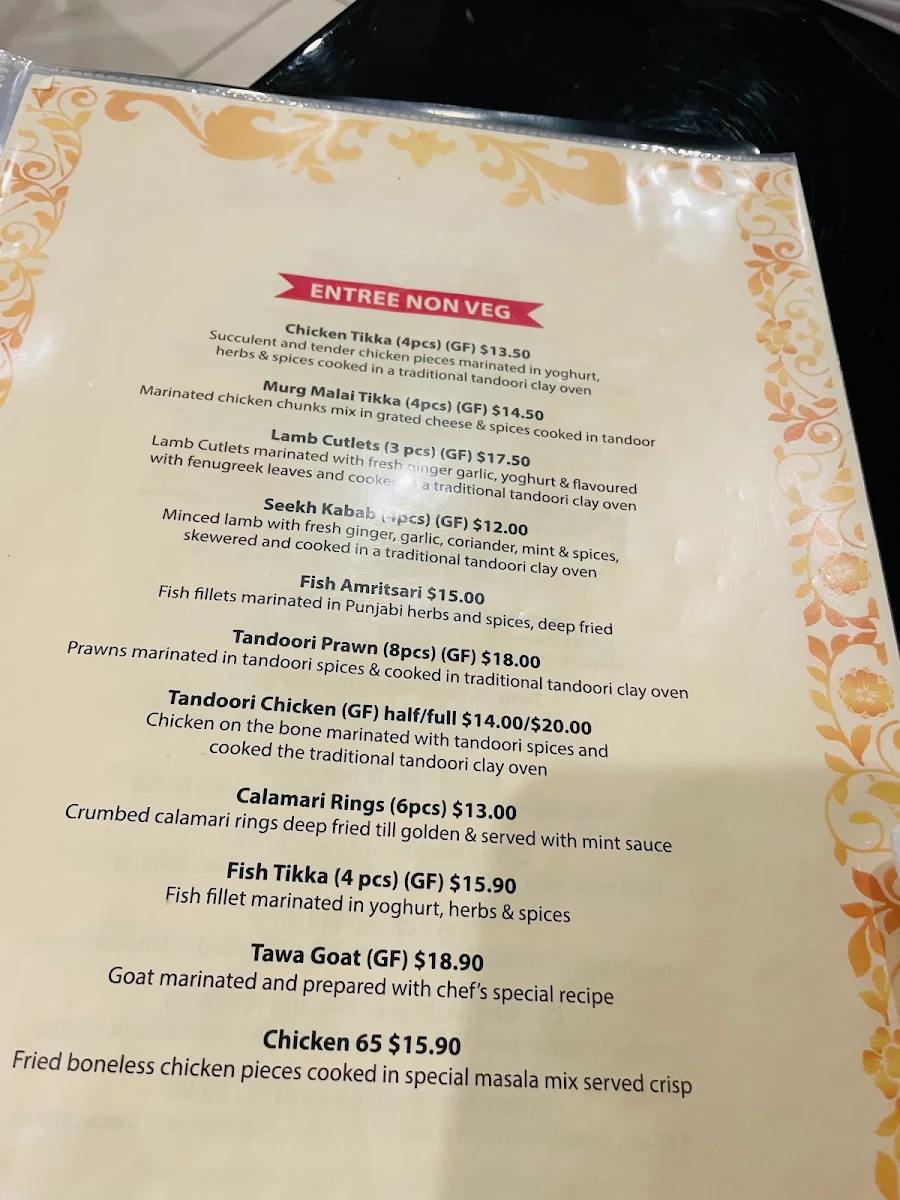 Menu, Shahi Mahal Indian Restaurant
