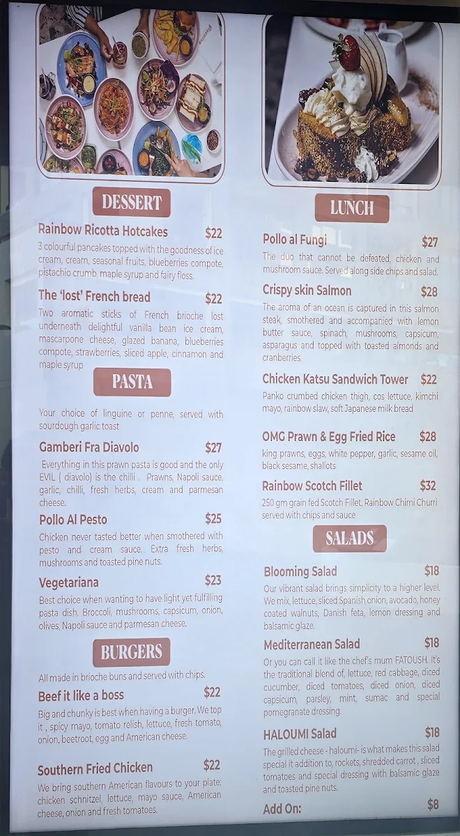 Menu, Blooming Cafe and Restaurant