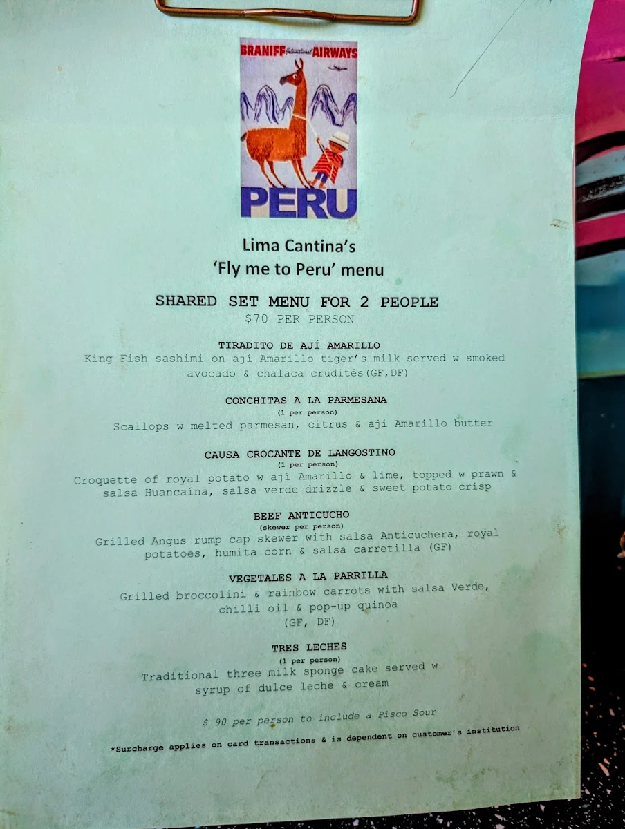 Menu, Lima Cantina