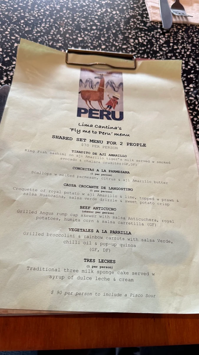 Menu, Lima Cantina