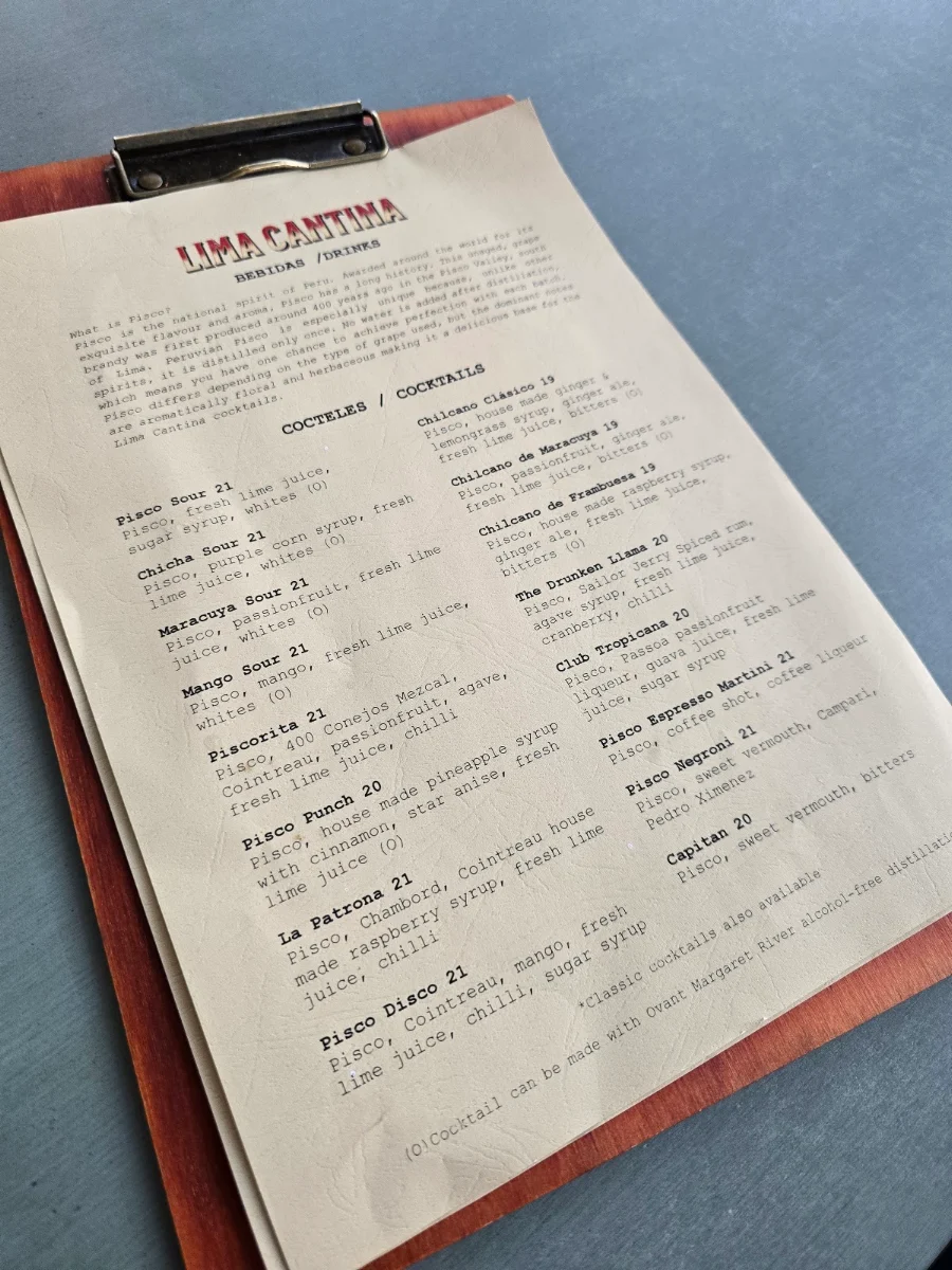 Menu, Lima Cantina