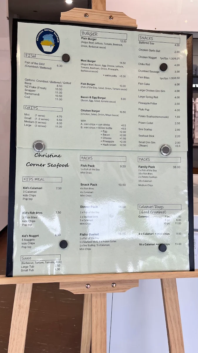 Menu, Christine Corner Seafood