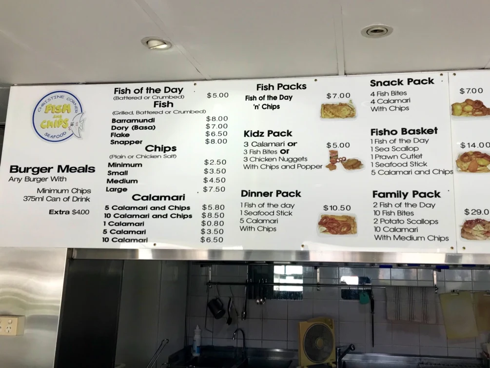 Menu, Christine Corner Seafood