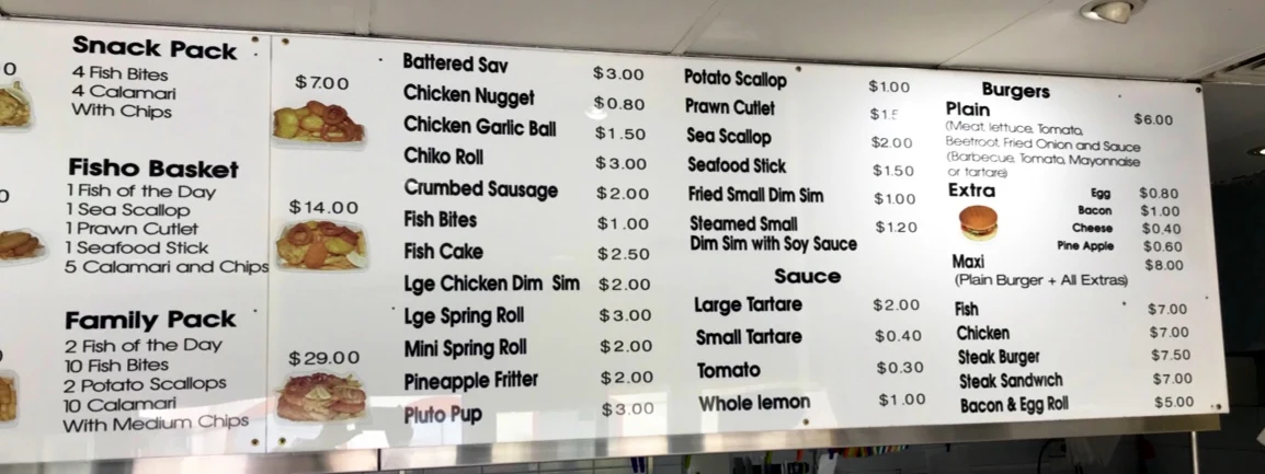 Menu, Christine Corner Seafood