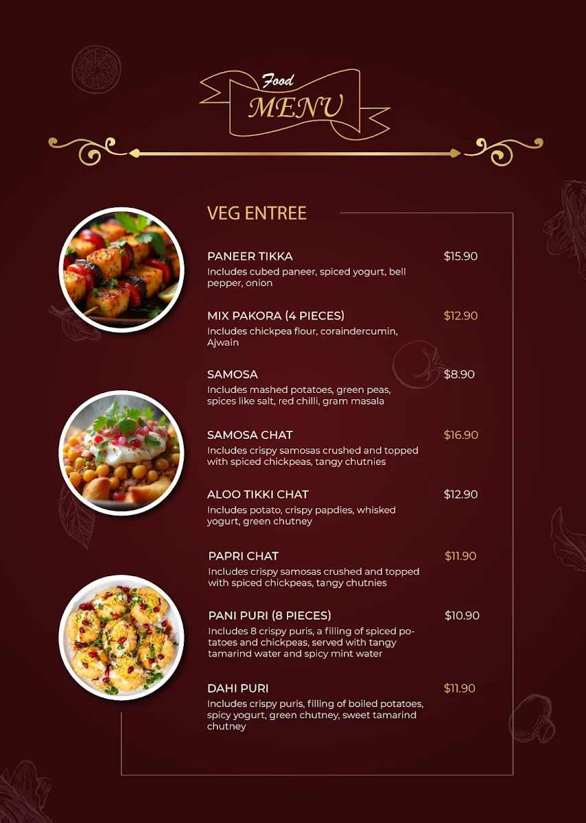 Menu, New Thousands Spices Restaurant