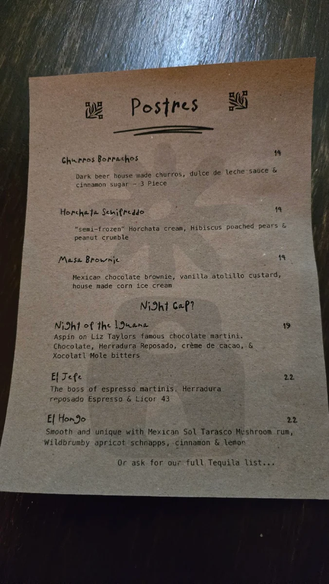 Menu, Cocina
