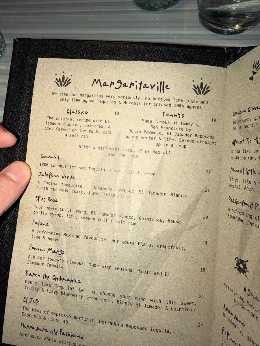 Menu, Cocina