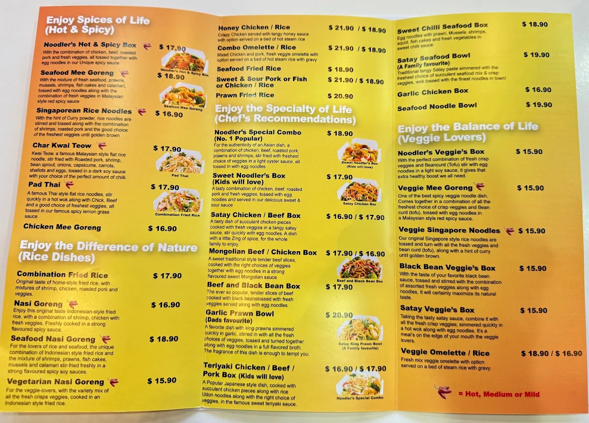 Menu, Noodler’s Noodle Bar