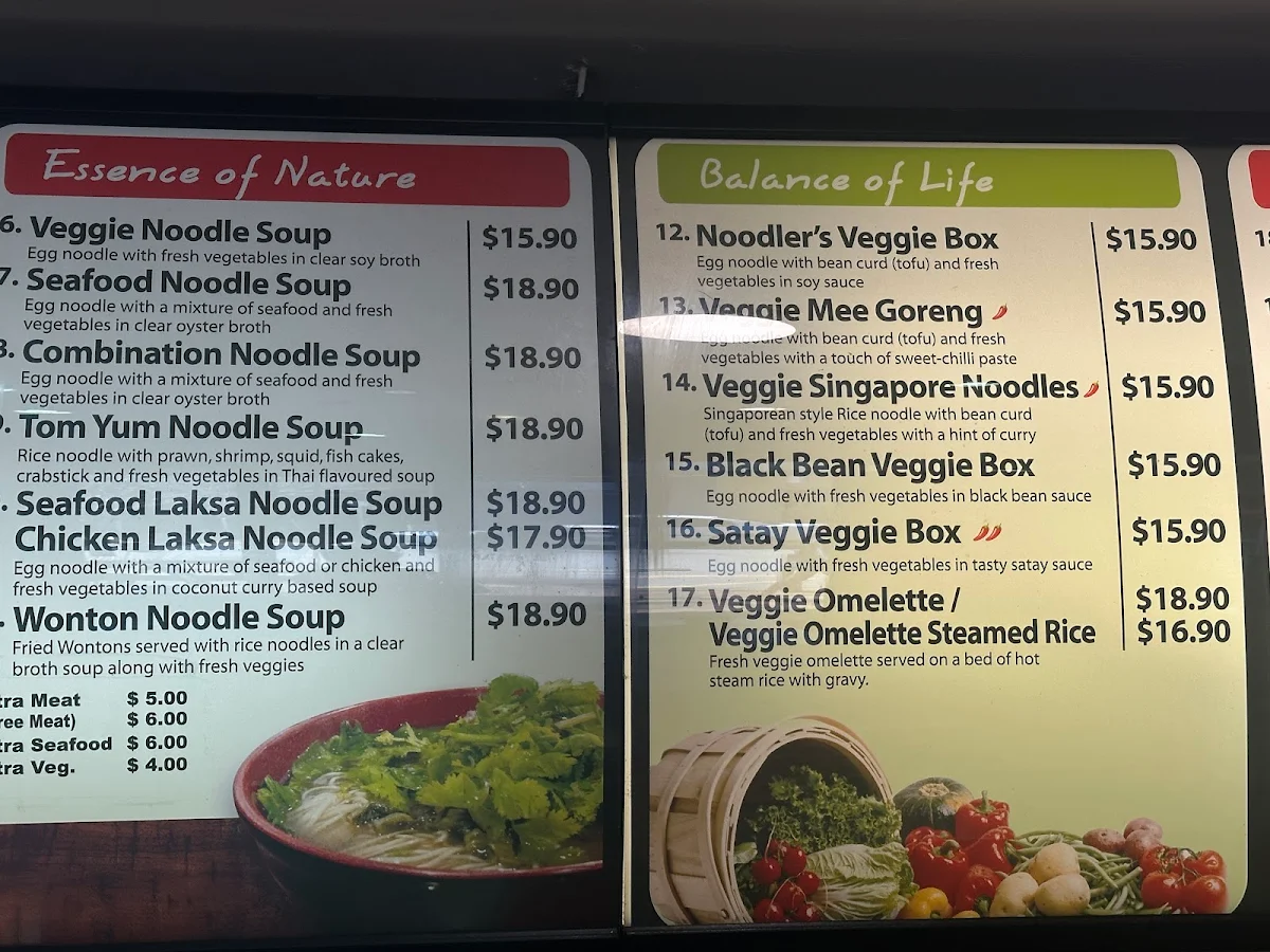 Menu, Noodler’s Noodle Bar