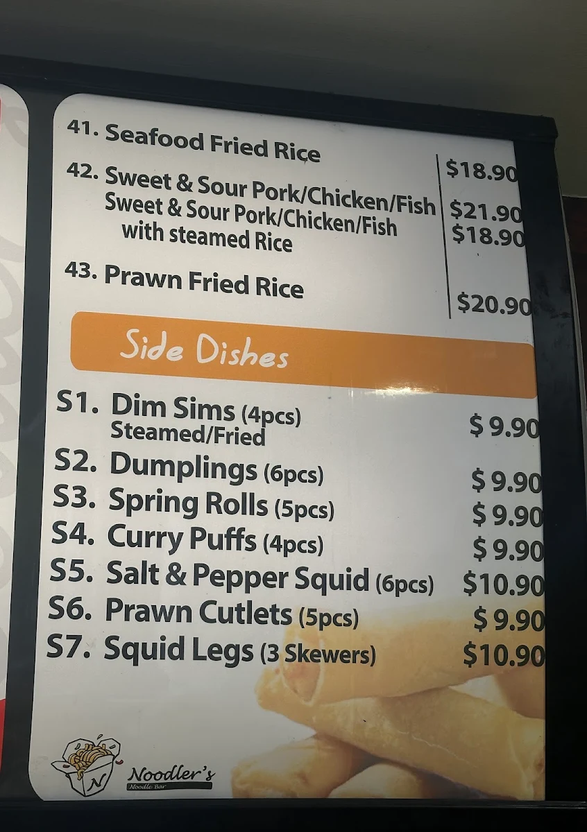 Menu, Noodler’s Noodle Bar