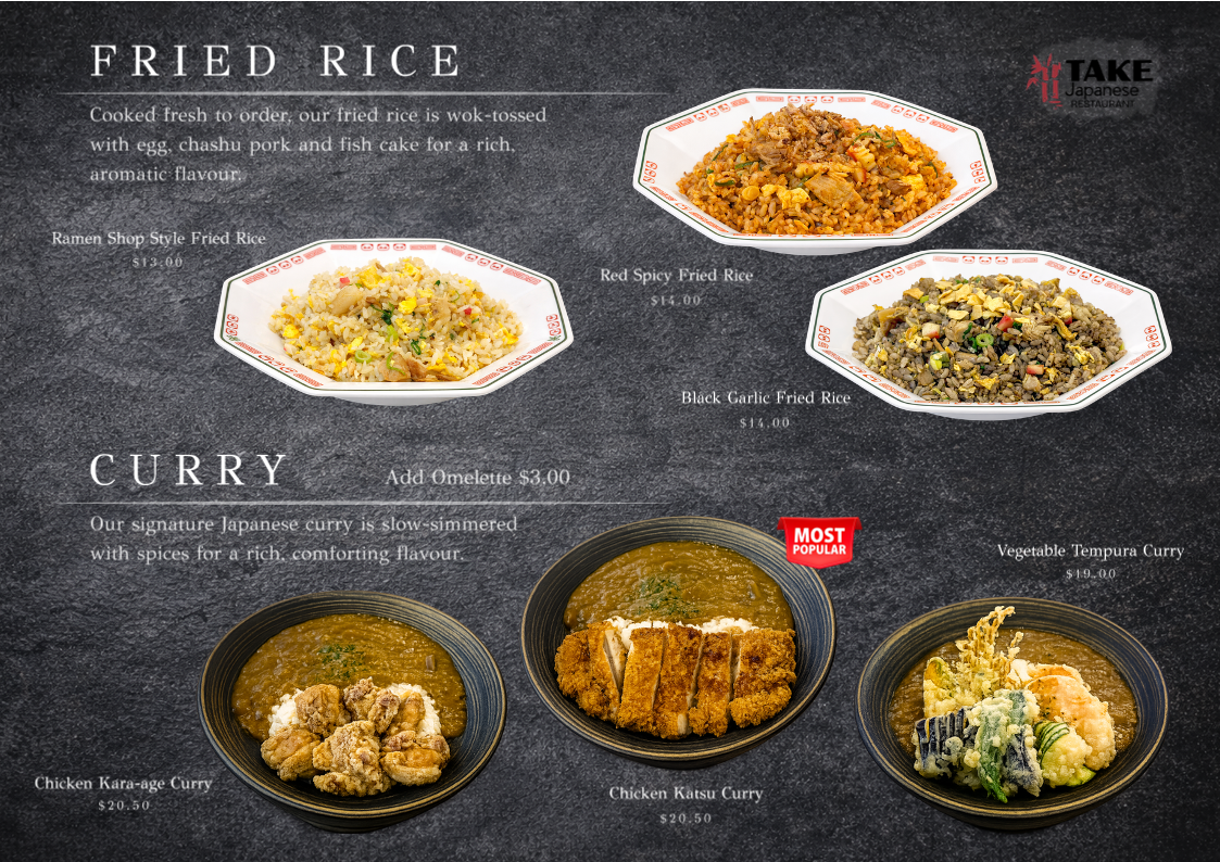 Menu, TAKE Japanese Restaurant