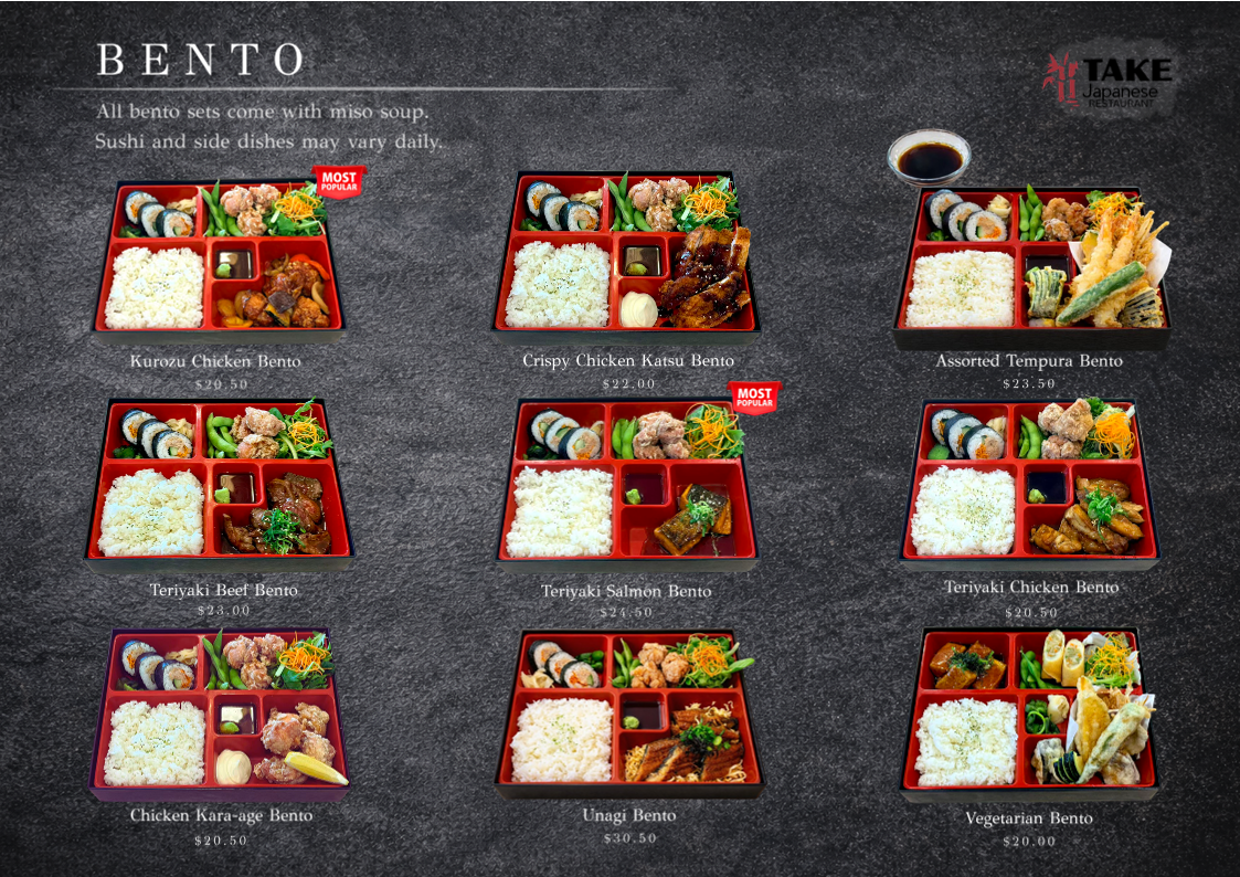 Menu, TAKE Japanese Restaurant