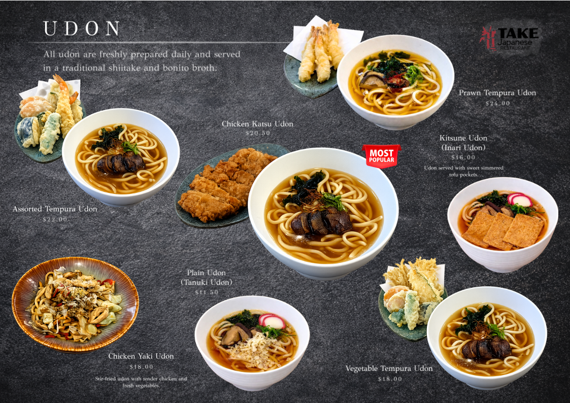 Menu, TAKE Japanese Restaurant