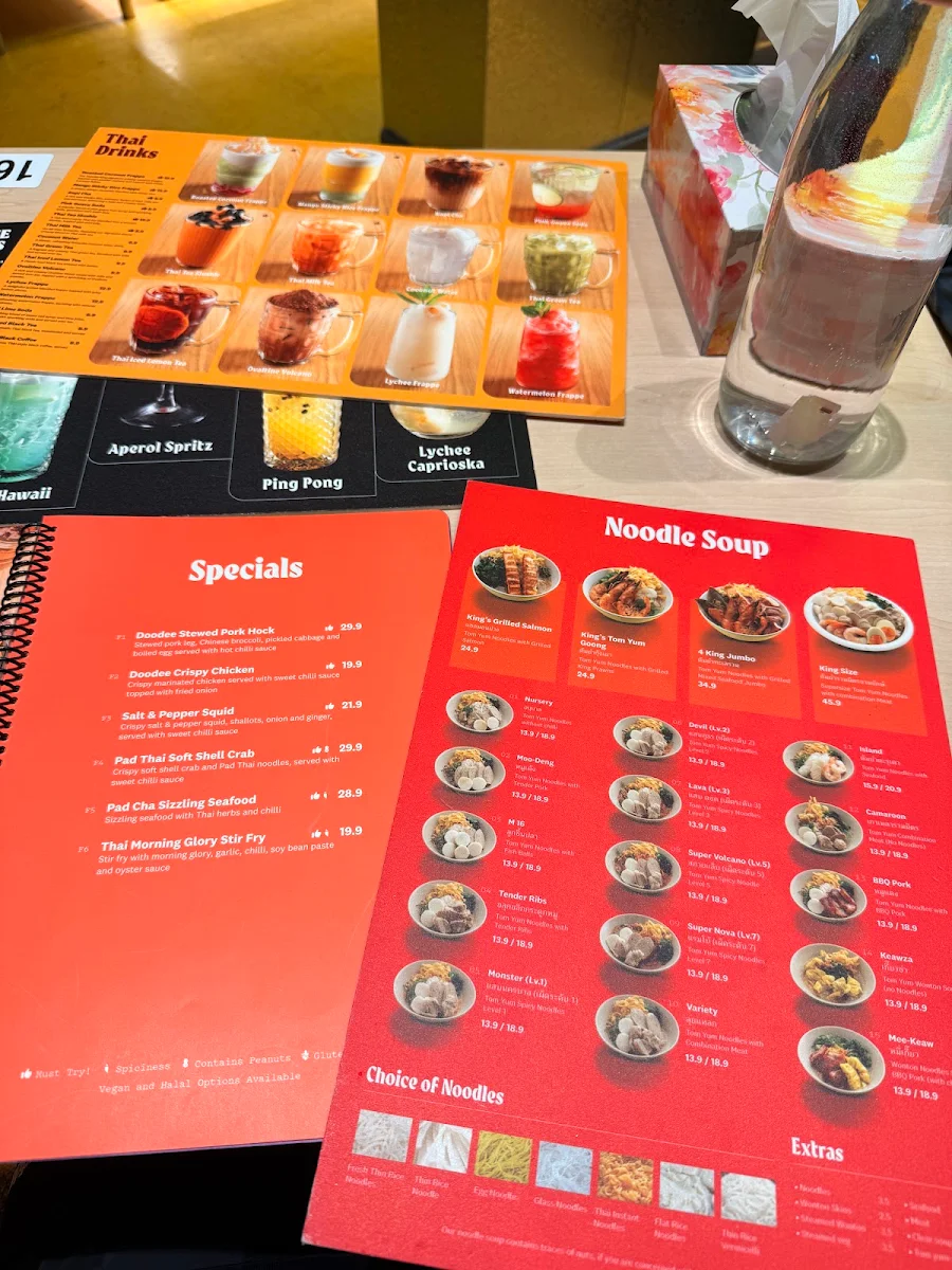Menu, Doodee King - Thaitown