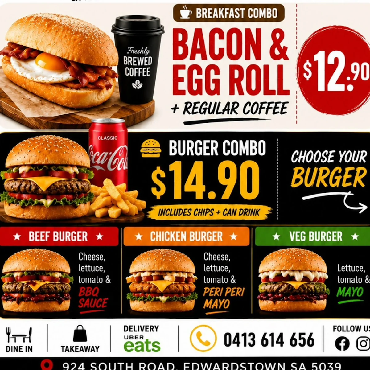 Menu, Crosswalk cafe