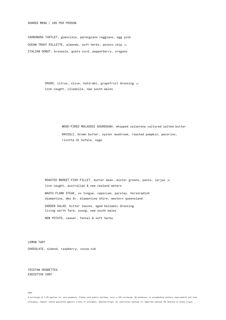 Menu, Lunetta