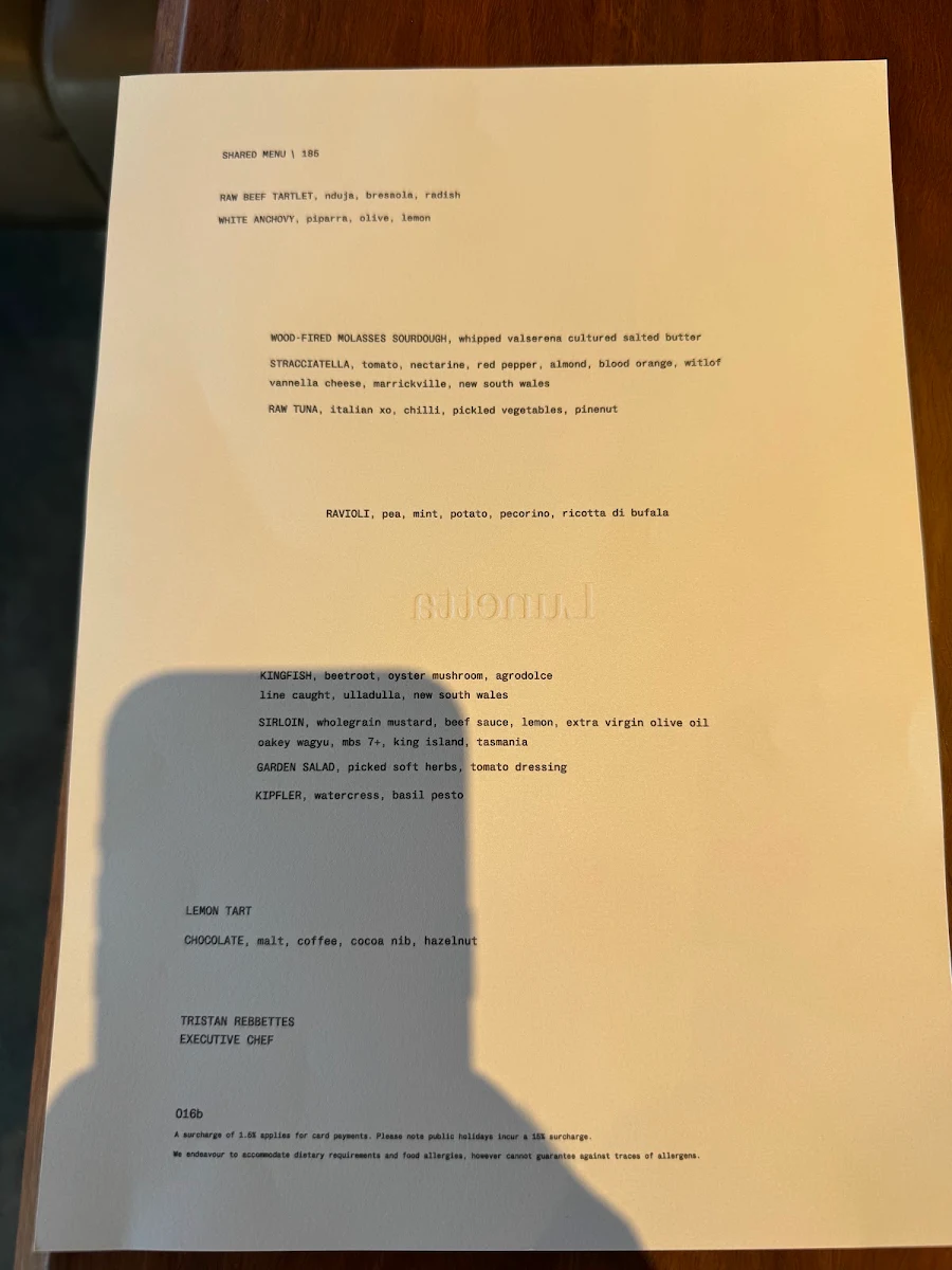 Menu, Lunetta