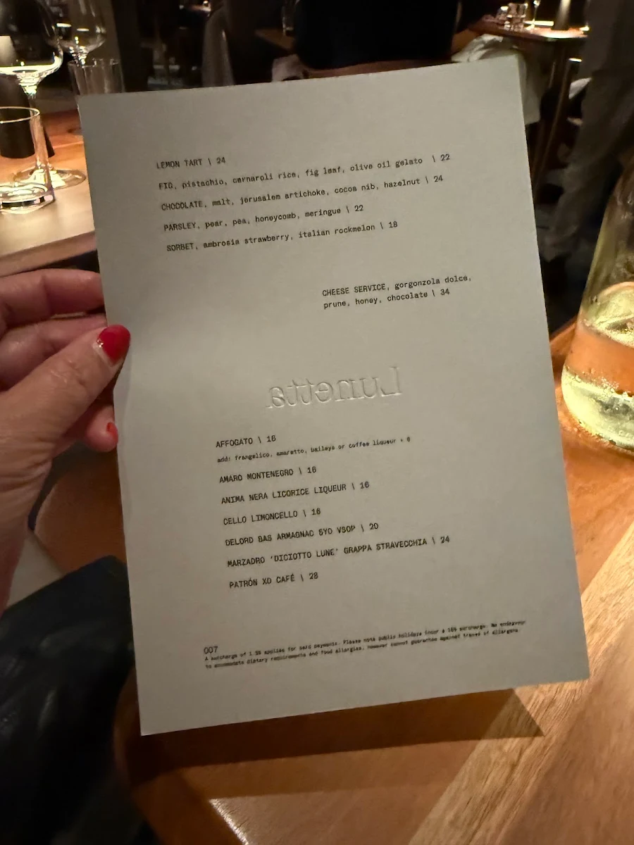 Menu, Lunetta