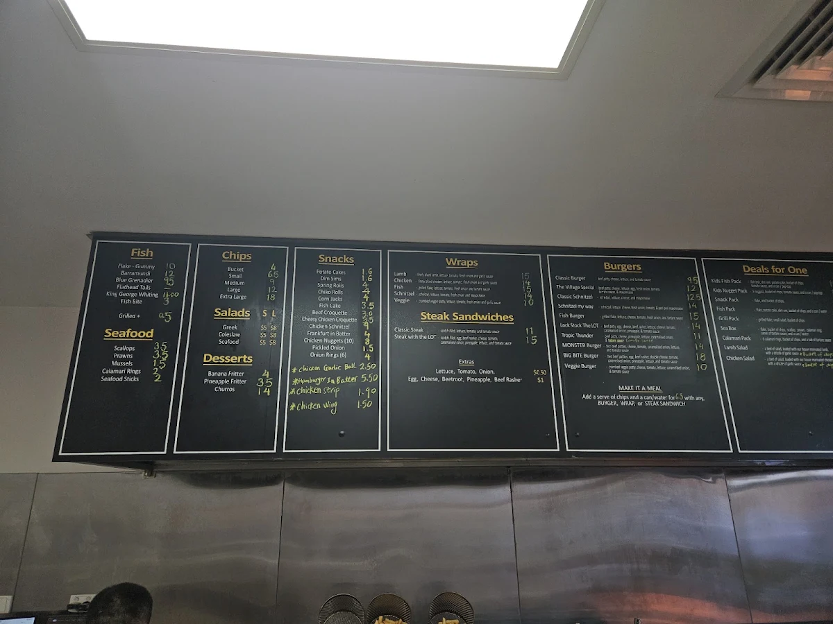 Menu, Heatherton Village Fish & Chips