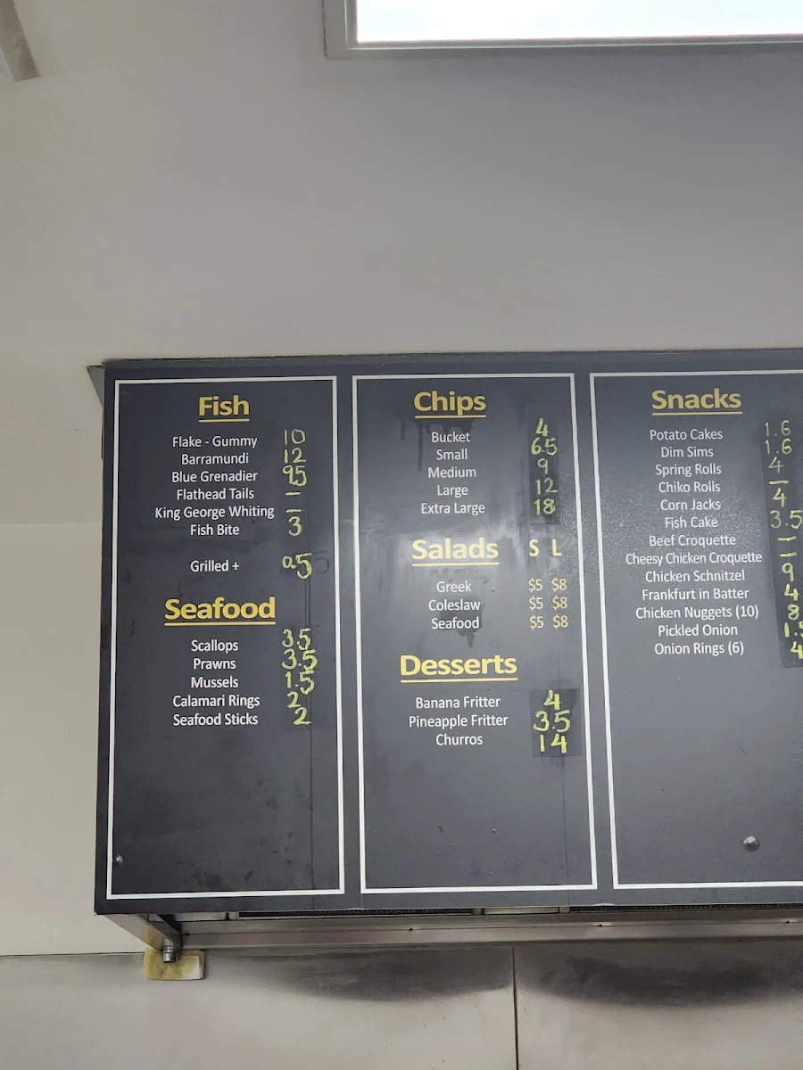 Menu, Heatherton Village Fish & Chips