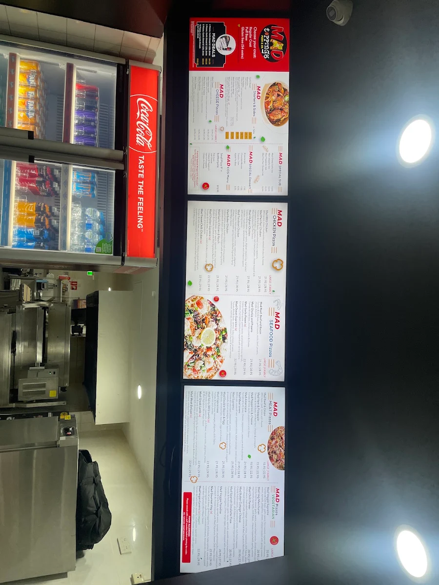 Menu, Mad Toppings Gordon