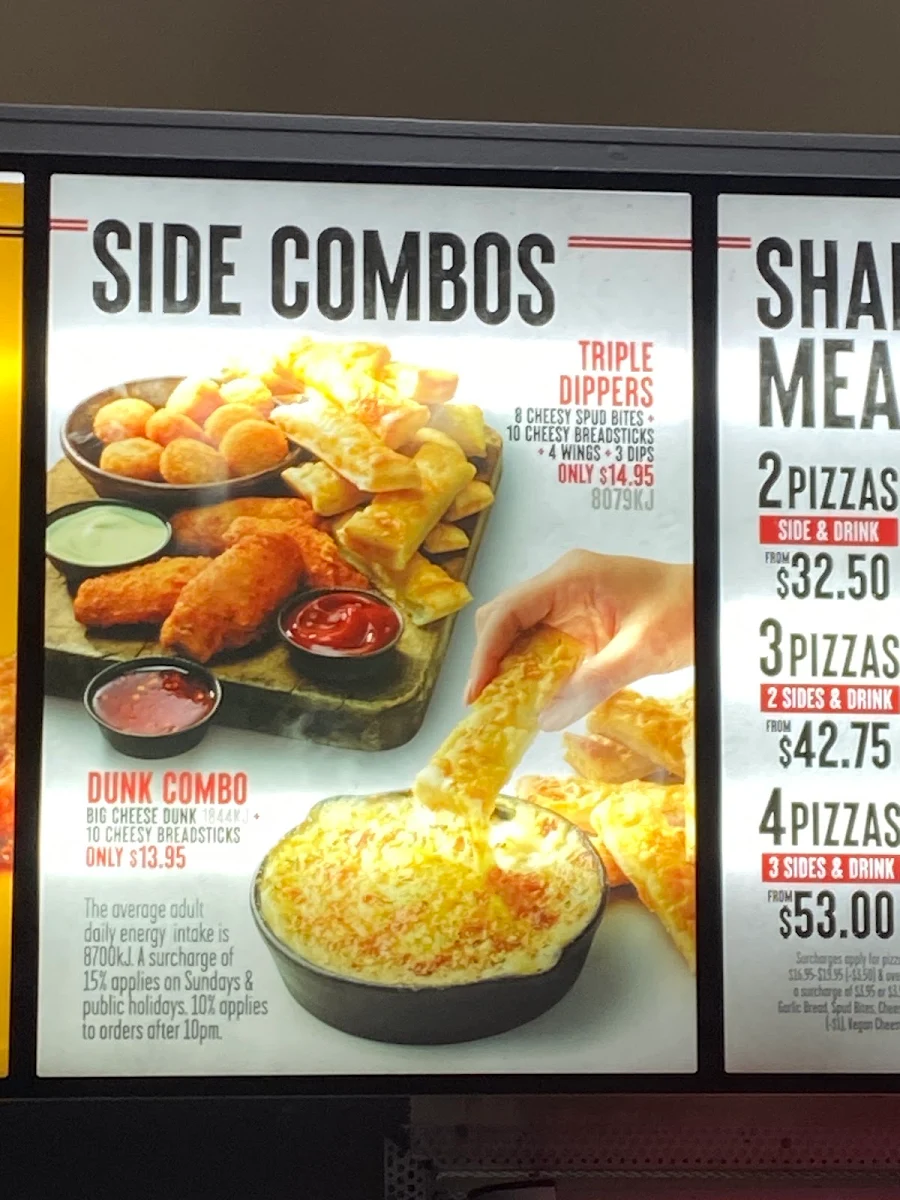 Menu, Pizza Hut Flemington