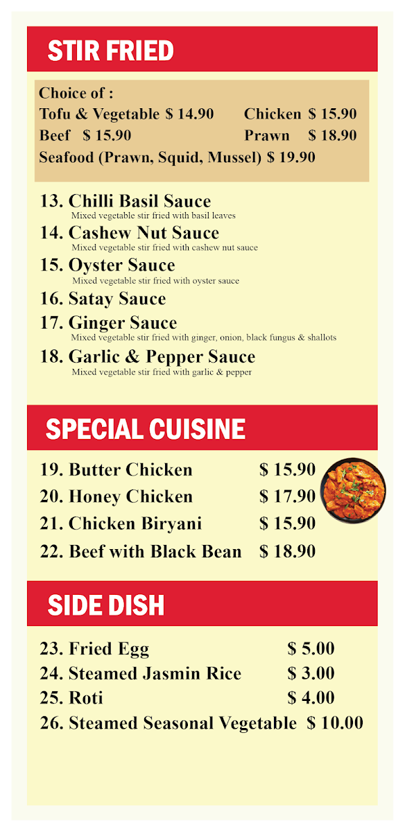 Menu, Hello Bexley