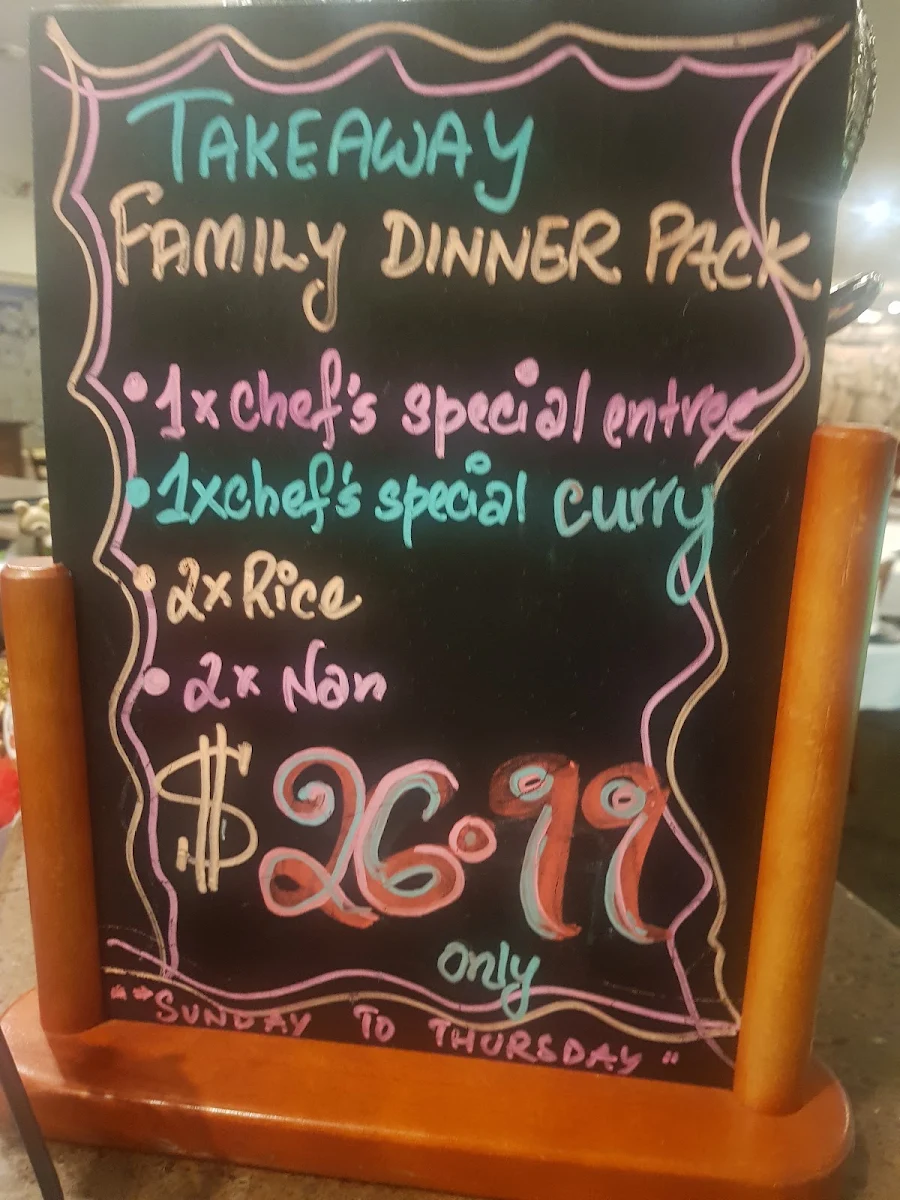Menu, Manjit's Indian Restaurant