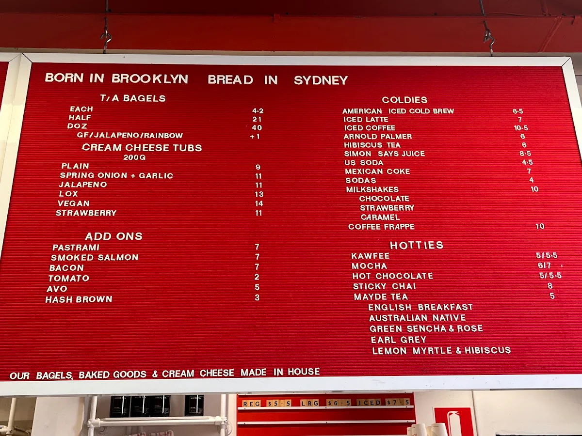 Menu, Brooklyn Boy Bagels