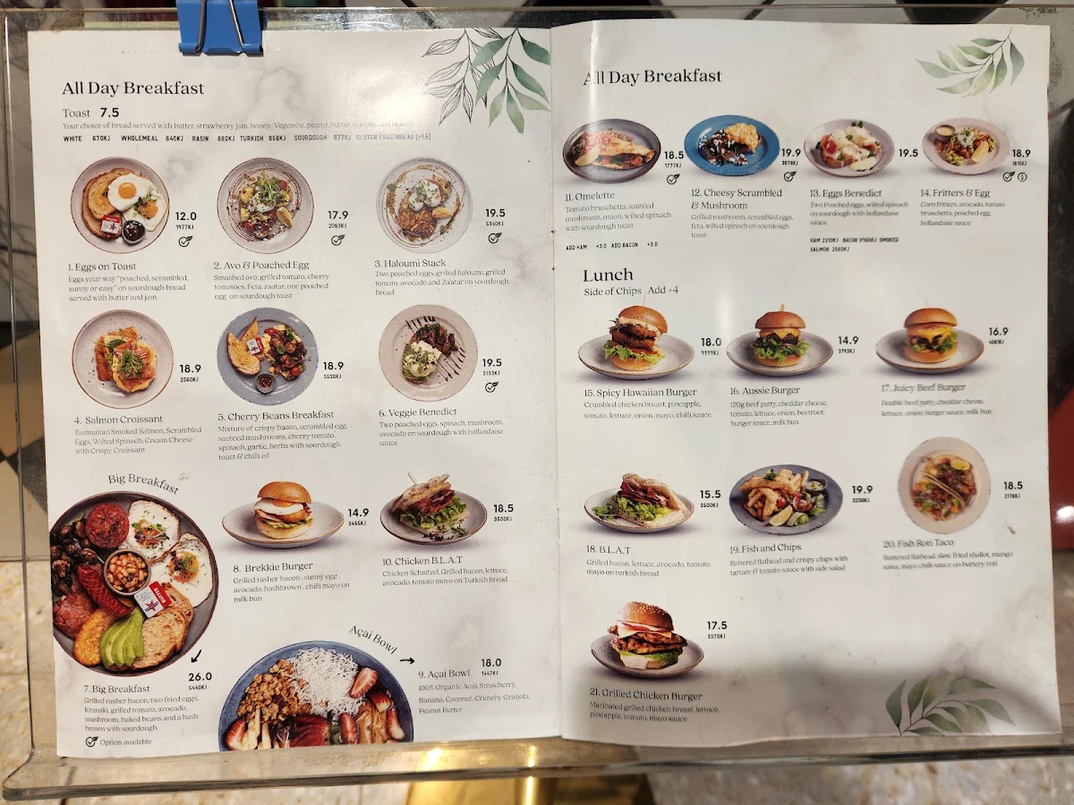 Menu, Caffe Cherry Beans