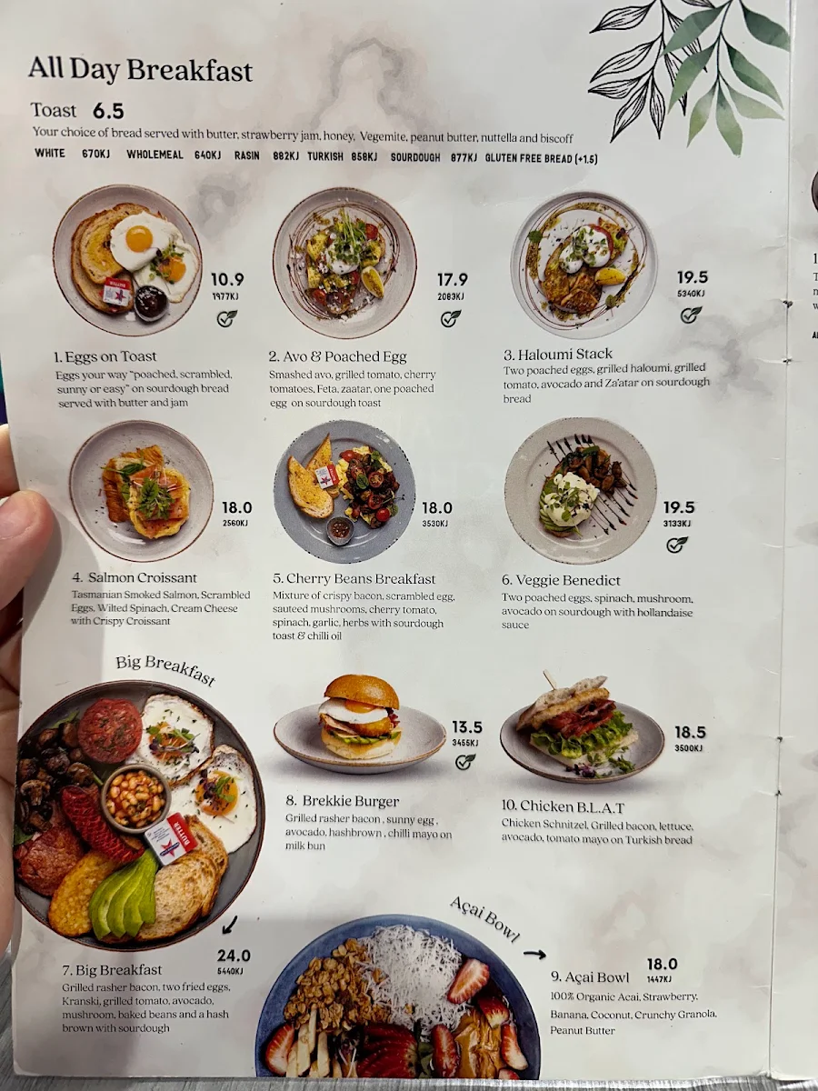 Menu, Caffe Cherry Beans