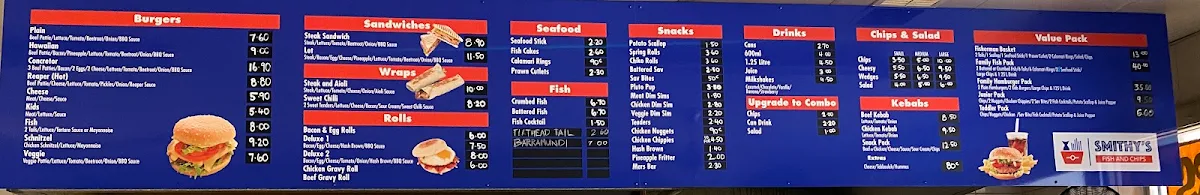 Menu, Smithy’s Fish And Chips