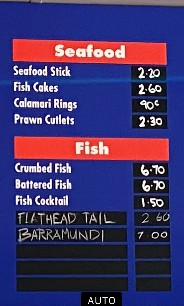 Menu, Smithy’s Fish And Chips