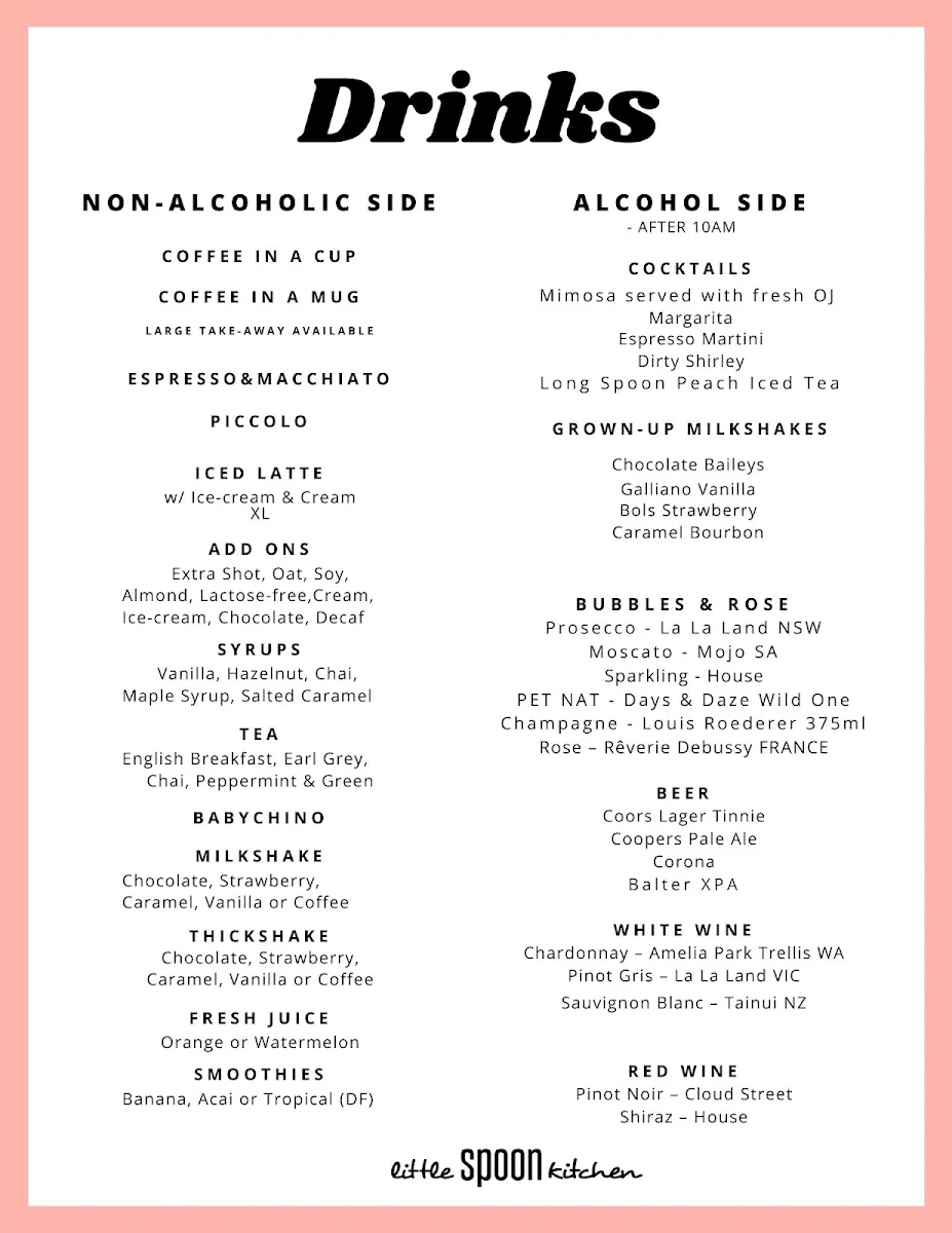 Menu, Little Spoon Kitchen