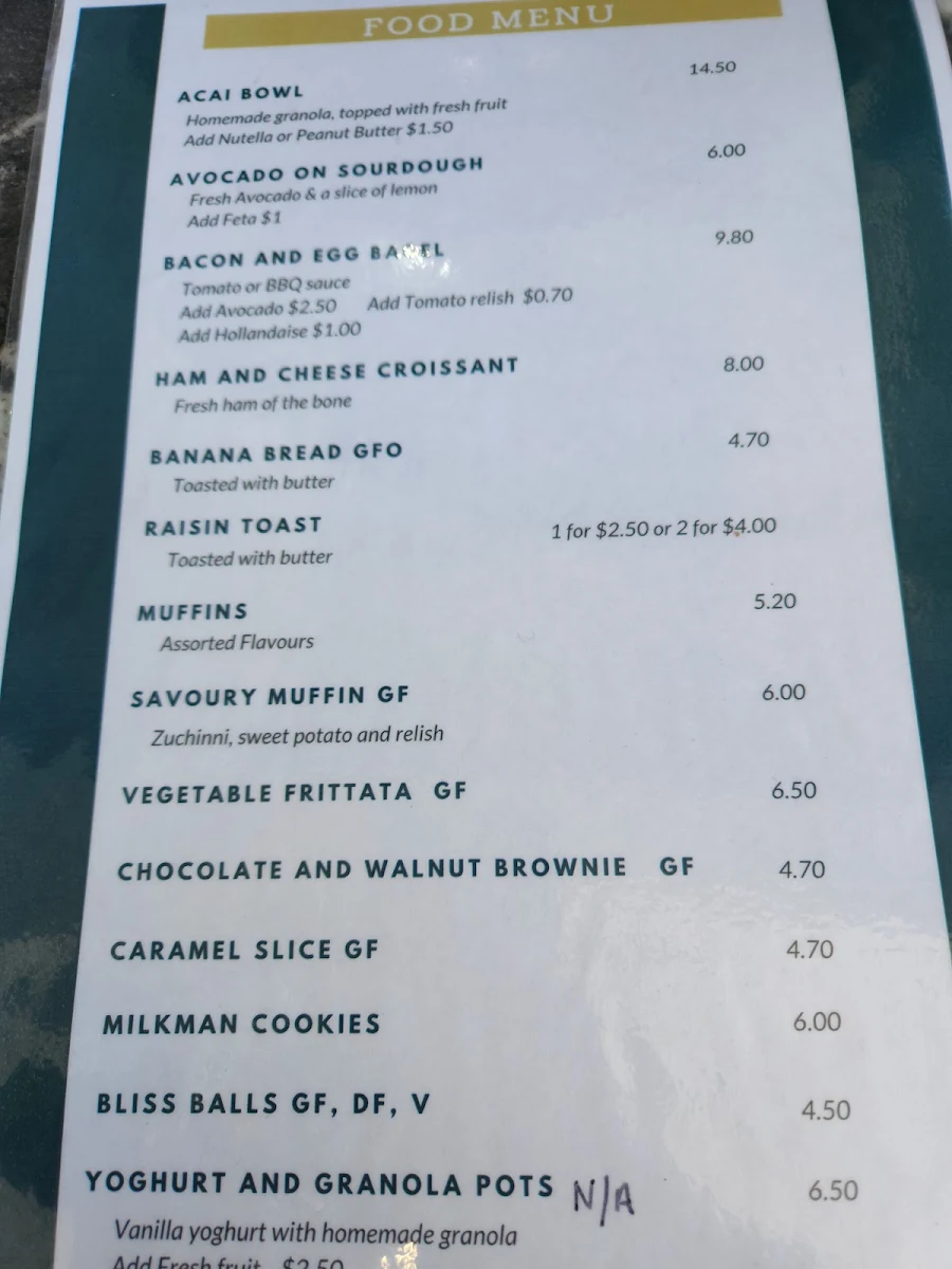 Menu, Coffee Boothers drive through Merlo coffee