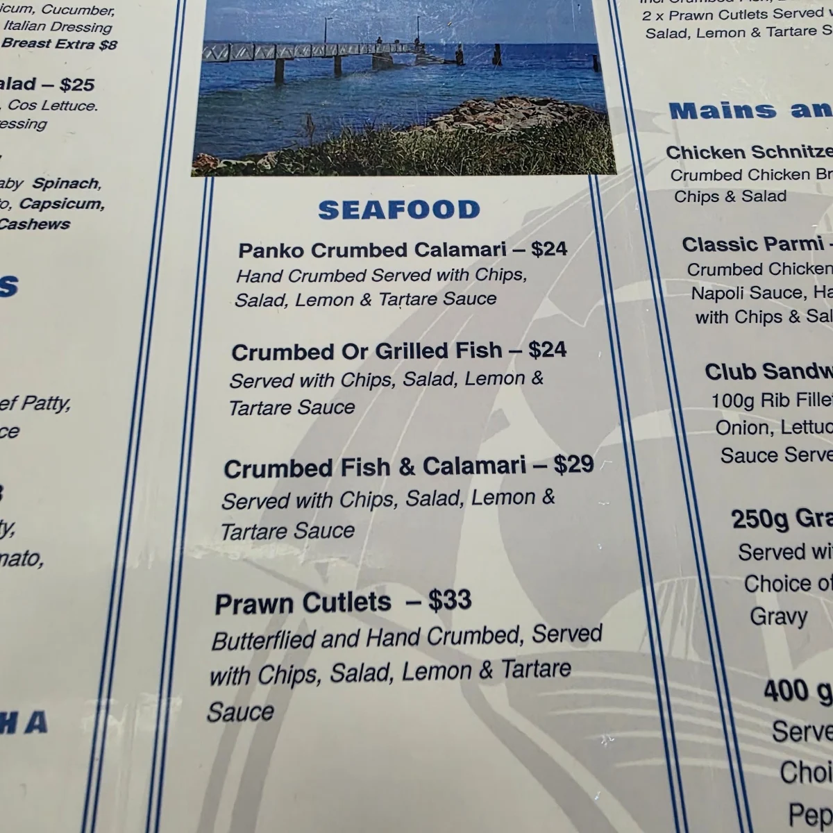 Menu, Amity Point Community Club