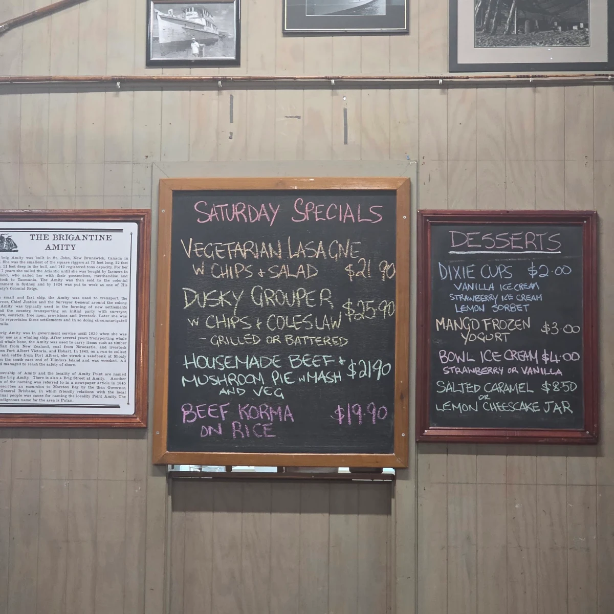 Menu, Amity Point Community Club