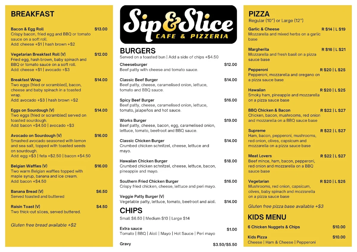Menu, Sip and Slice