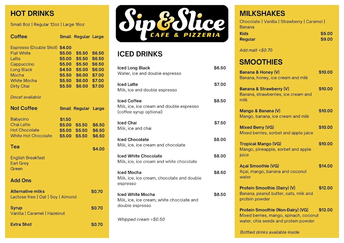 Menu, Sip and Slice