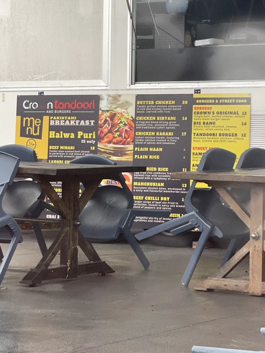 Menu, Crown Tandoori and Burgers