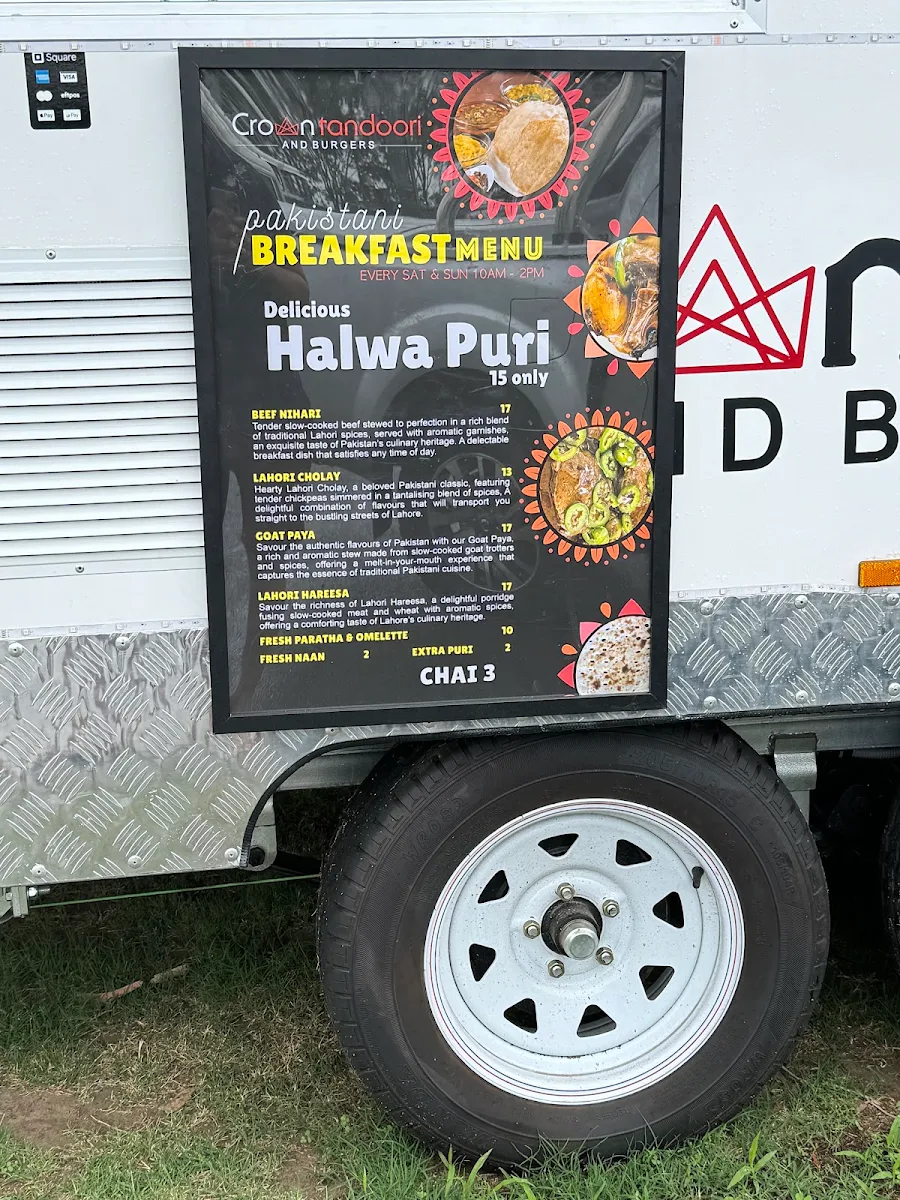 Menu, Crown Tandoori and Burgers