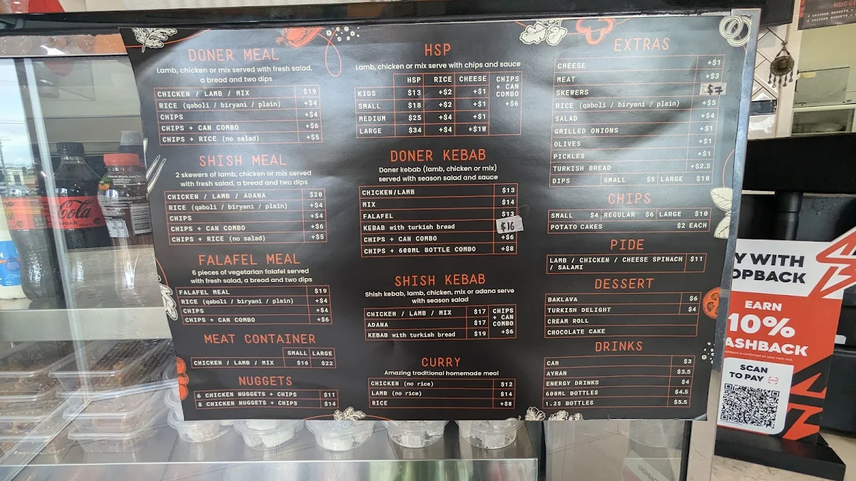Menu, Sels kebabs