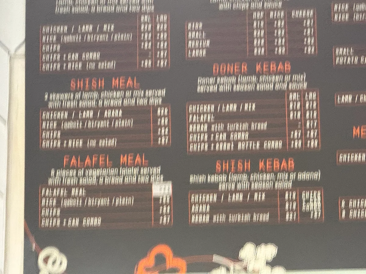 Menu, Sels kebabs