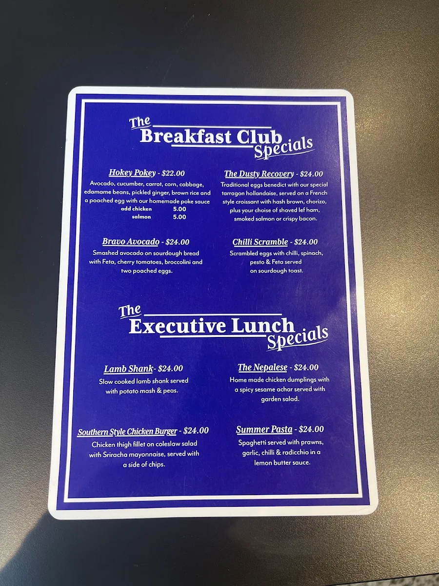 Menu, Dusty Fox Cafe