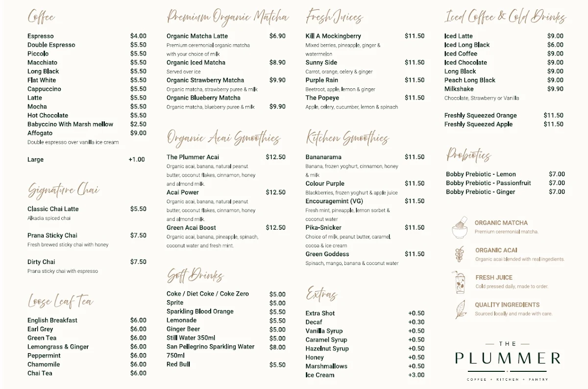Menu, Dusty Fox Cafe